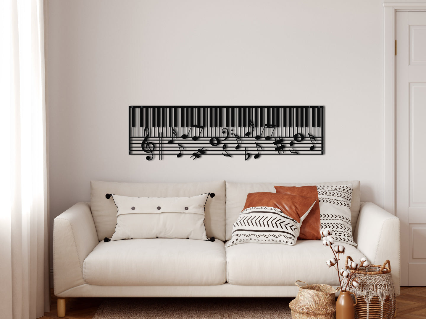 Notalı Piyano Metal Duvar Dekoru