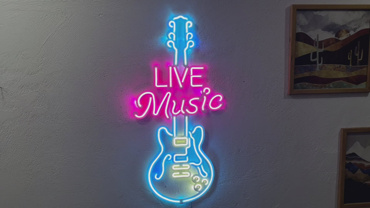 Live Music Guitar Neon Tabela