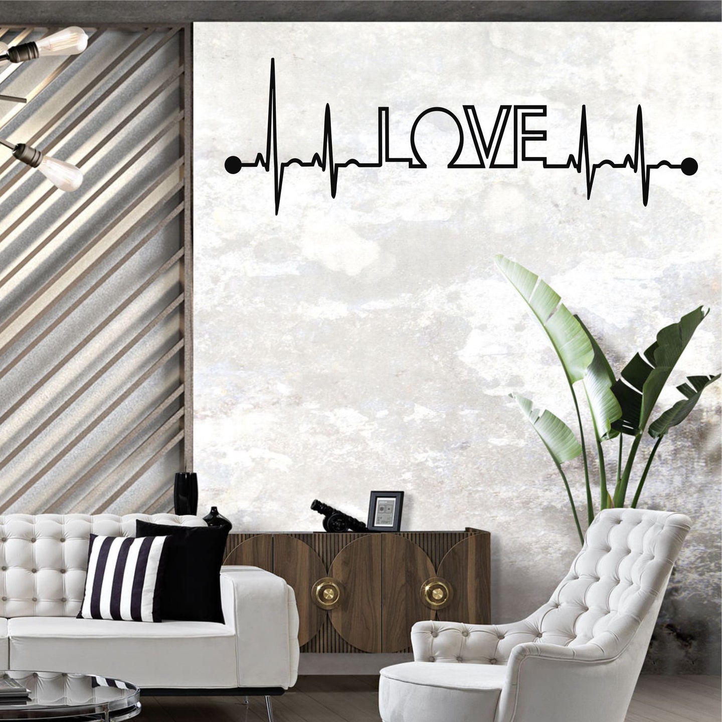 EKG Aşk Metal Duvar Dekoru