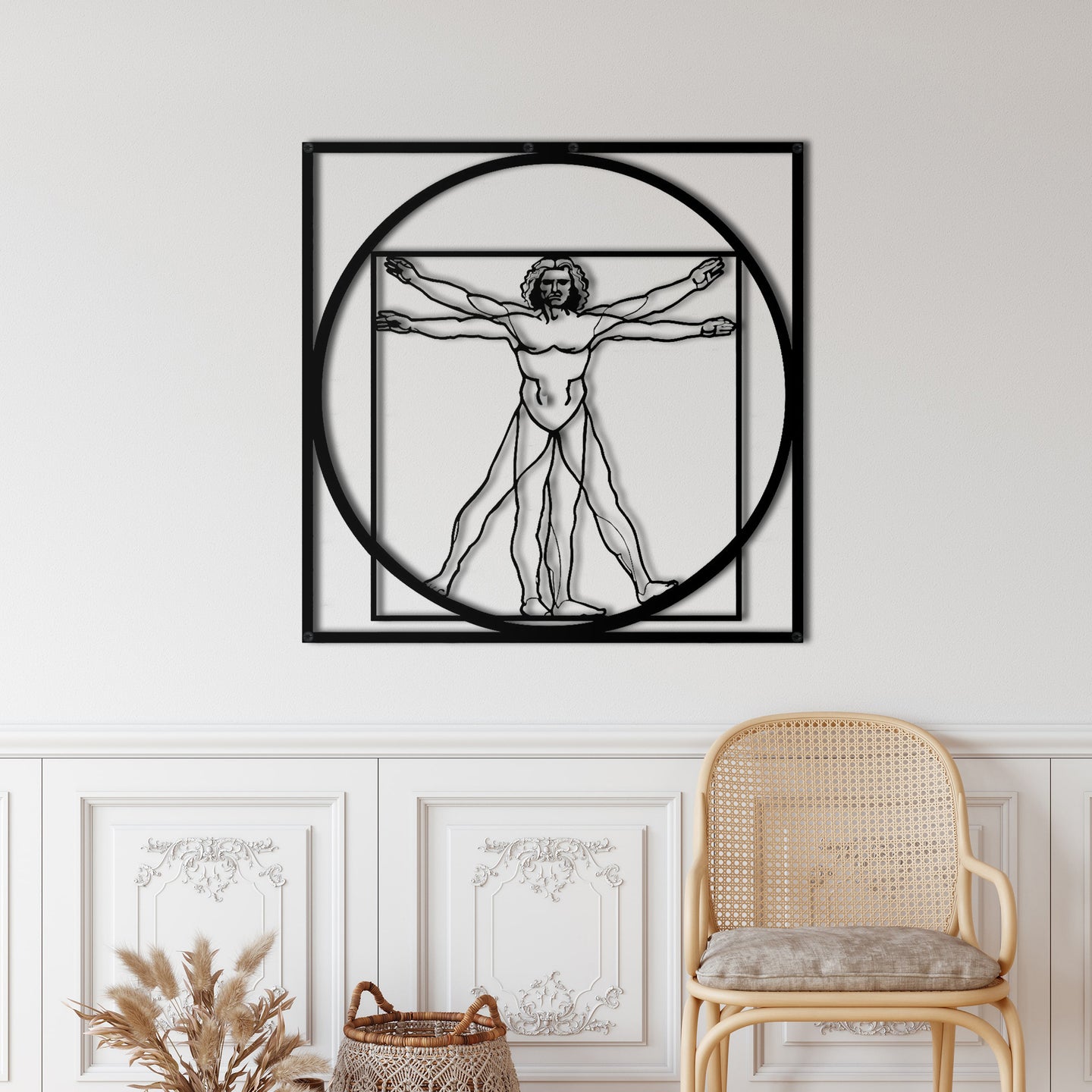 Da Vinci Vitruvian Man Metal Duvar Dekoru