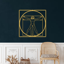Görseli Galeri görüntüleyiciye yükleyin, Da Vinci Vitruvian Man Metal Duvar Dekoru
