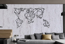 Görseli Galeri görüntüleyiciye yükleyin, Geometrik Dünya Haritası Metal Duvar Dekoru (150x84cm)
