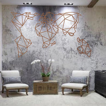 Görseli Galeri görüntüleyiciye yükleyin, Geometrik Dünya Haritası Metal Duvar Dekoru (150x84cm)

