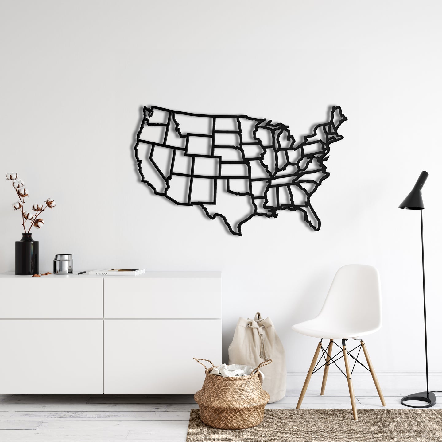 Amerika Haritası Metal Duvar Dekoru