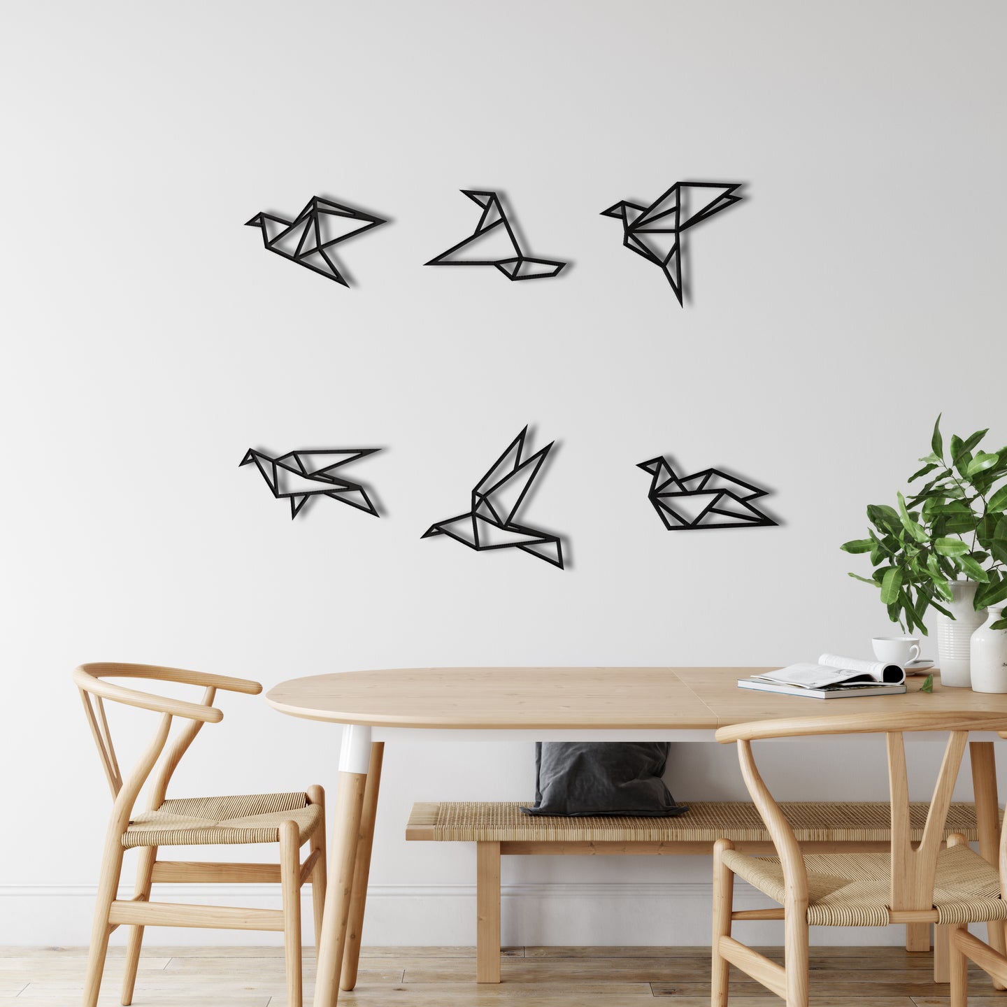 Geometrik Kuşlar Metal Duvar Dekoru
