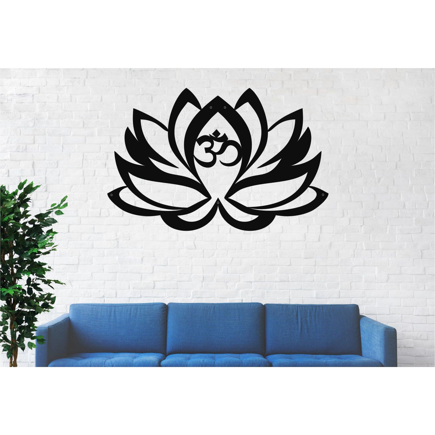 Lotus Çiçeği Ve Om Metal Duvar Dekoru