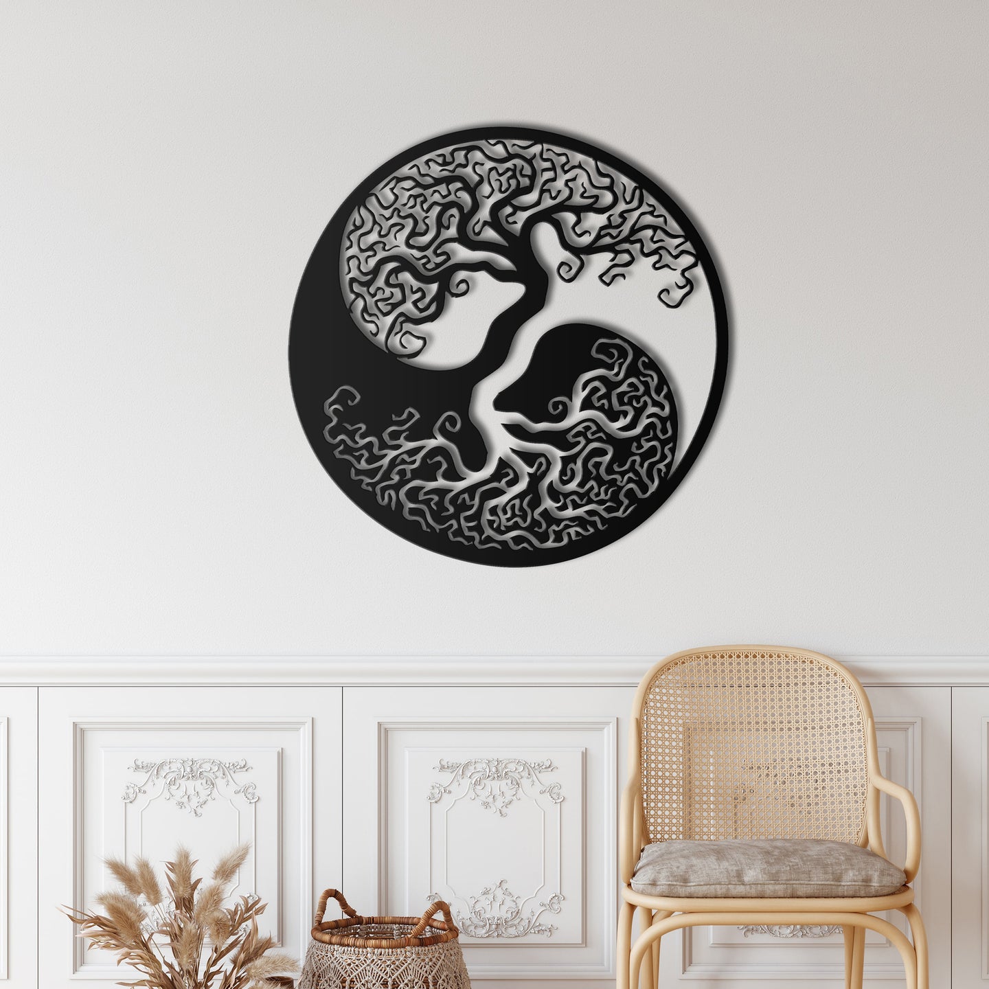 Family Tree Ying Yang Metal Duvar Dekoru