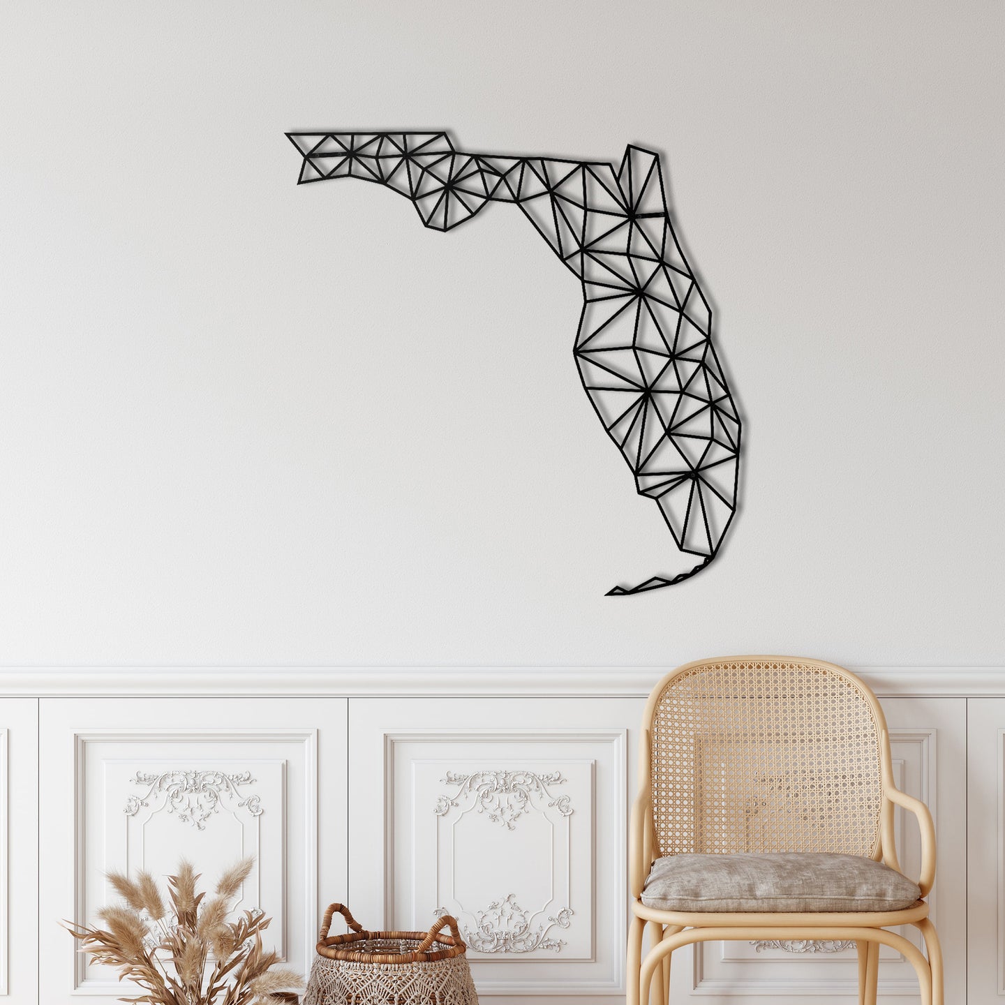 Geometrik Florida Haritası Metal Duvar Dekoru