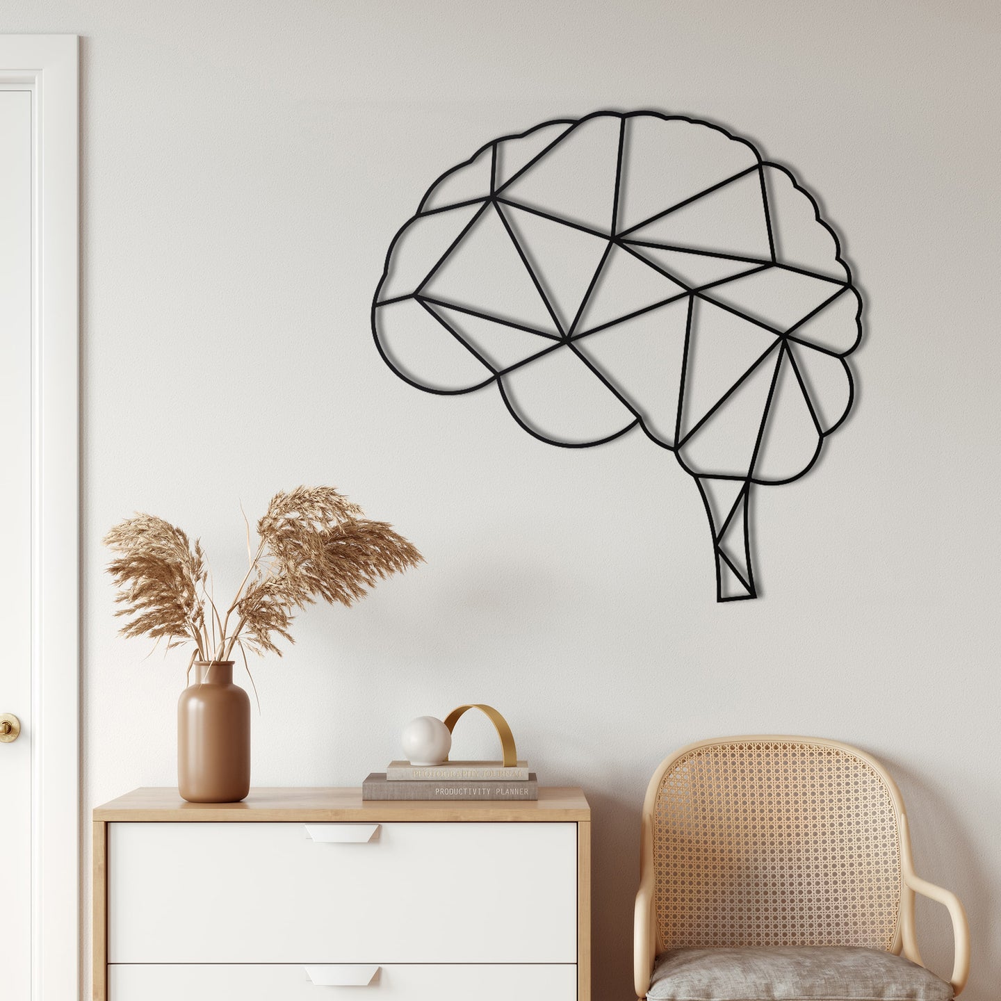 Geometrik Beyin Metal Duvar Dekoru