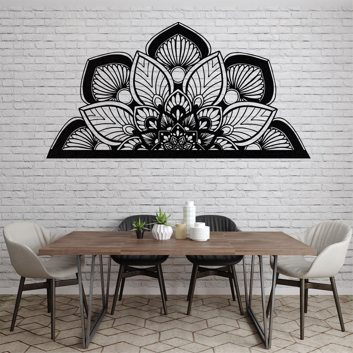 Yarım Mandala Metal Duvar Dekoru