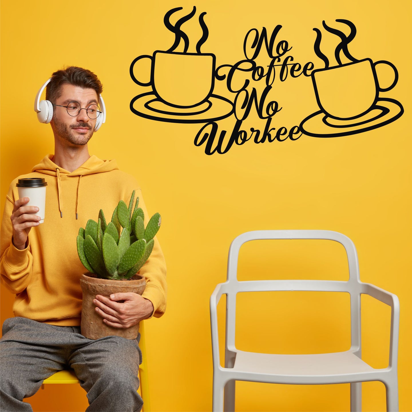 No Coffee Metal Duvar Dekoru